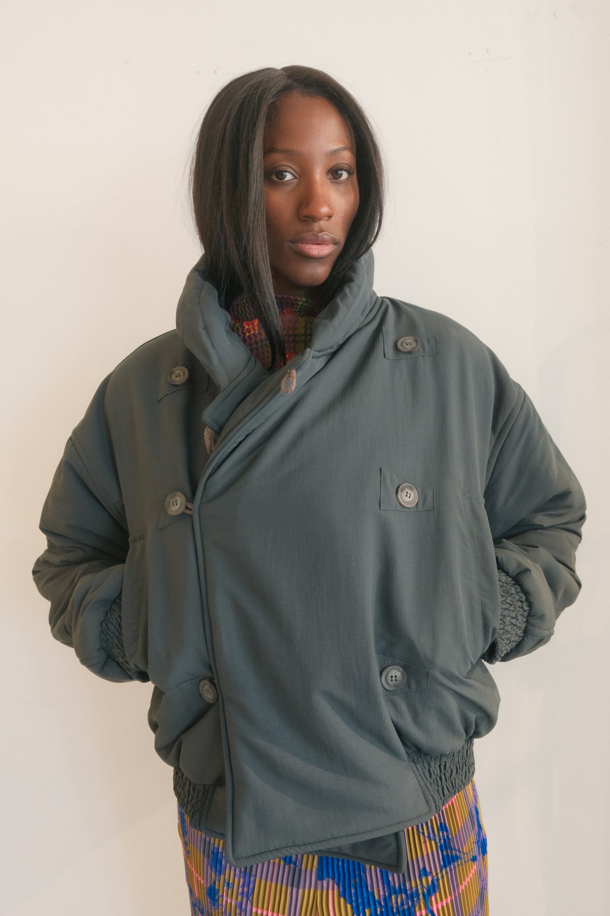 Flag Bomber Jacket (Petrol Blue)