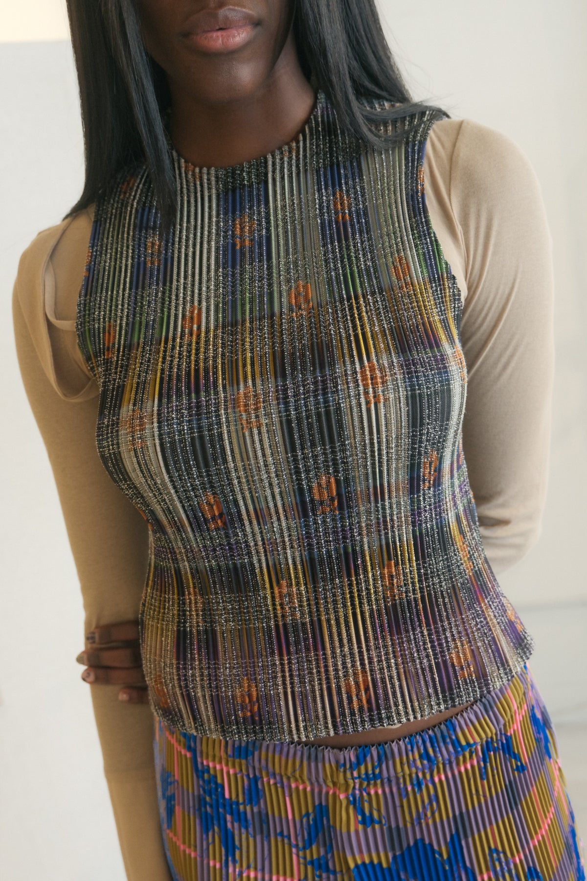 Thelma Pleated Top in Helge