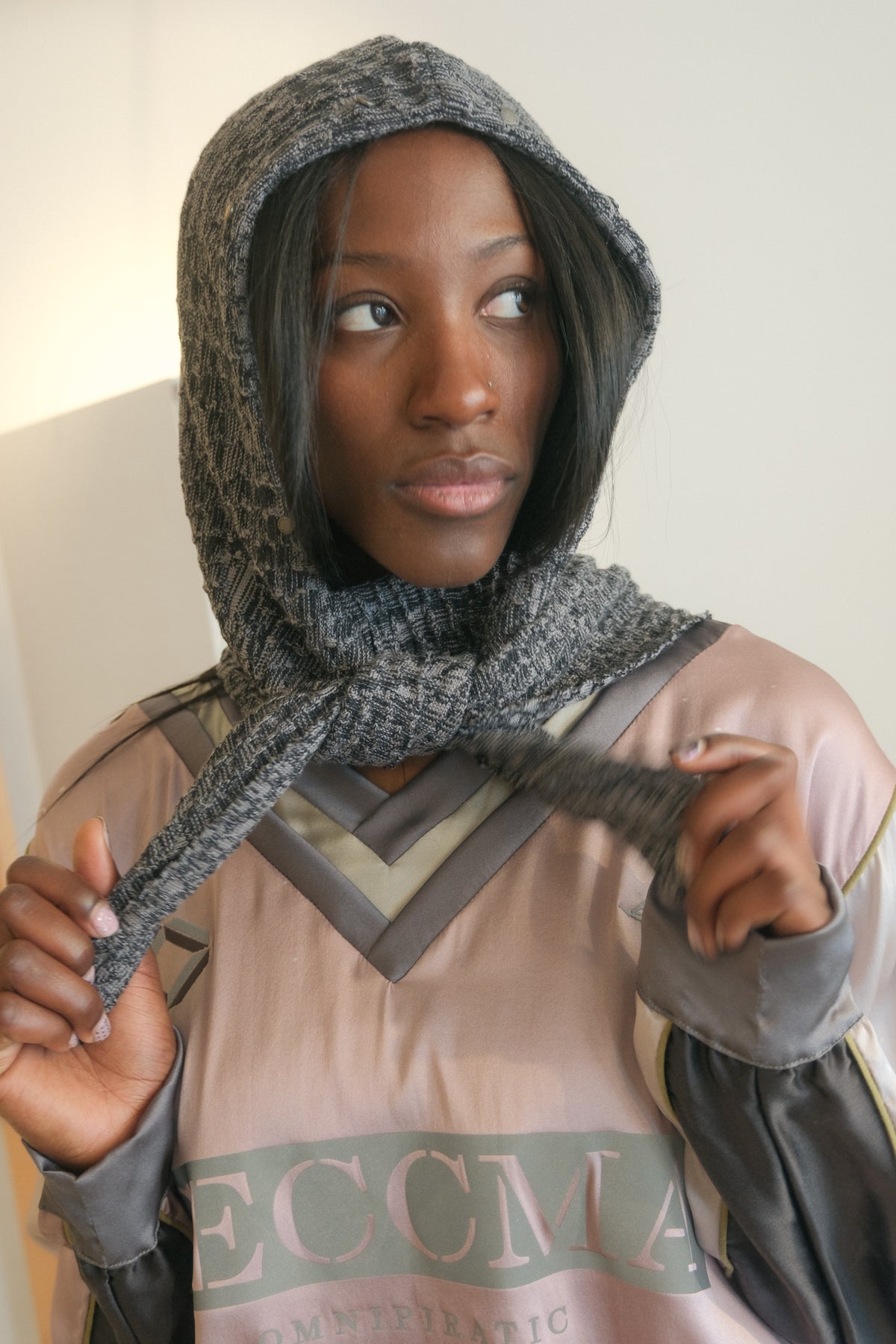 Embossed Jacquard Balaclava (Black/Grey)