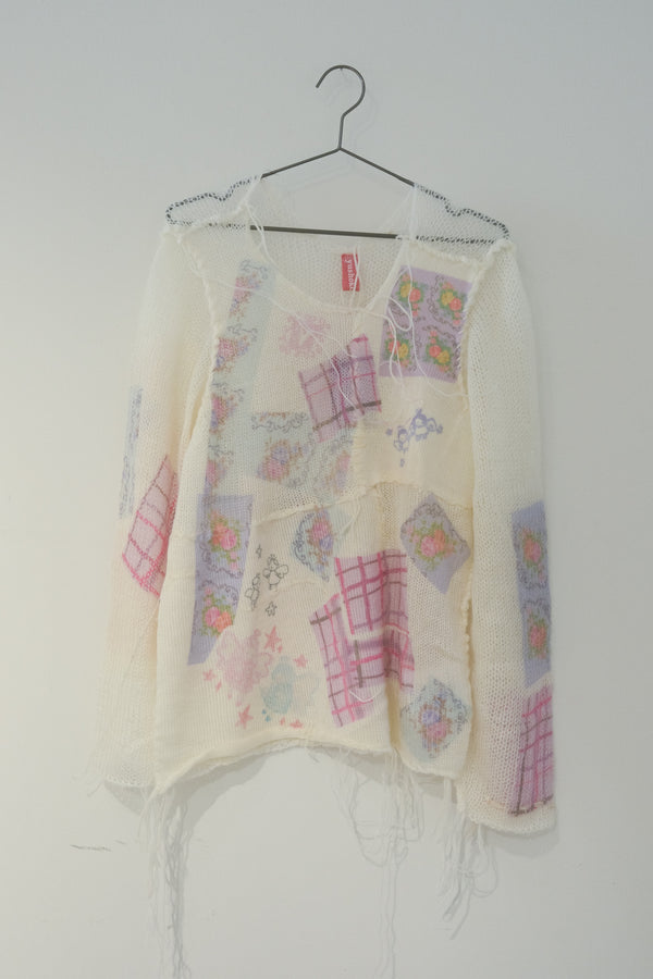 Print Knit Jumper (White/Multi)