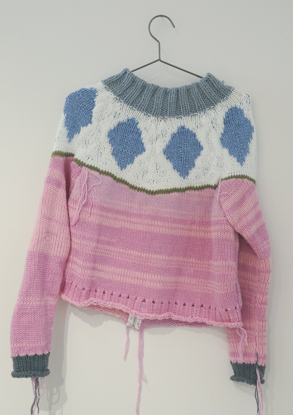 Zip Up Knit (Pink/White)