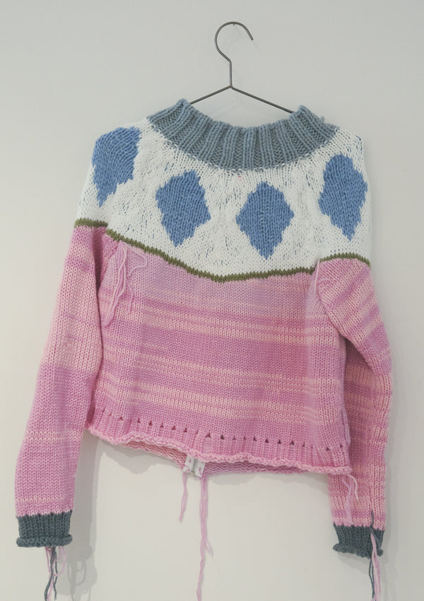 Zip Up Knit (Pink/White)