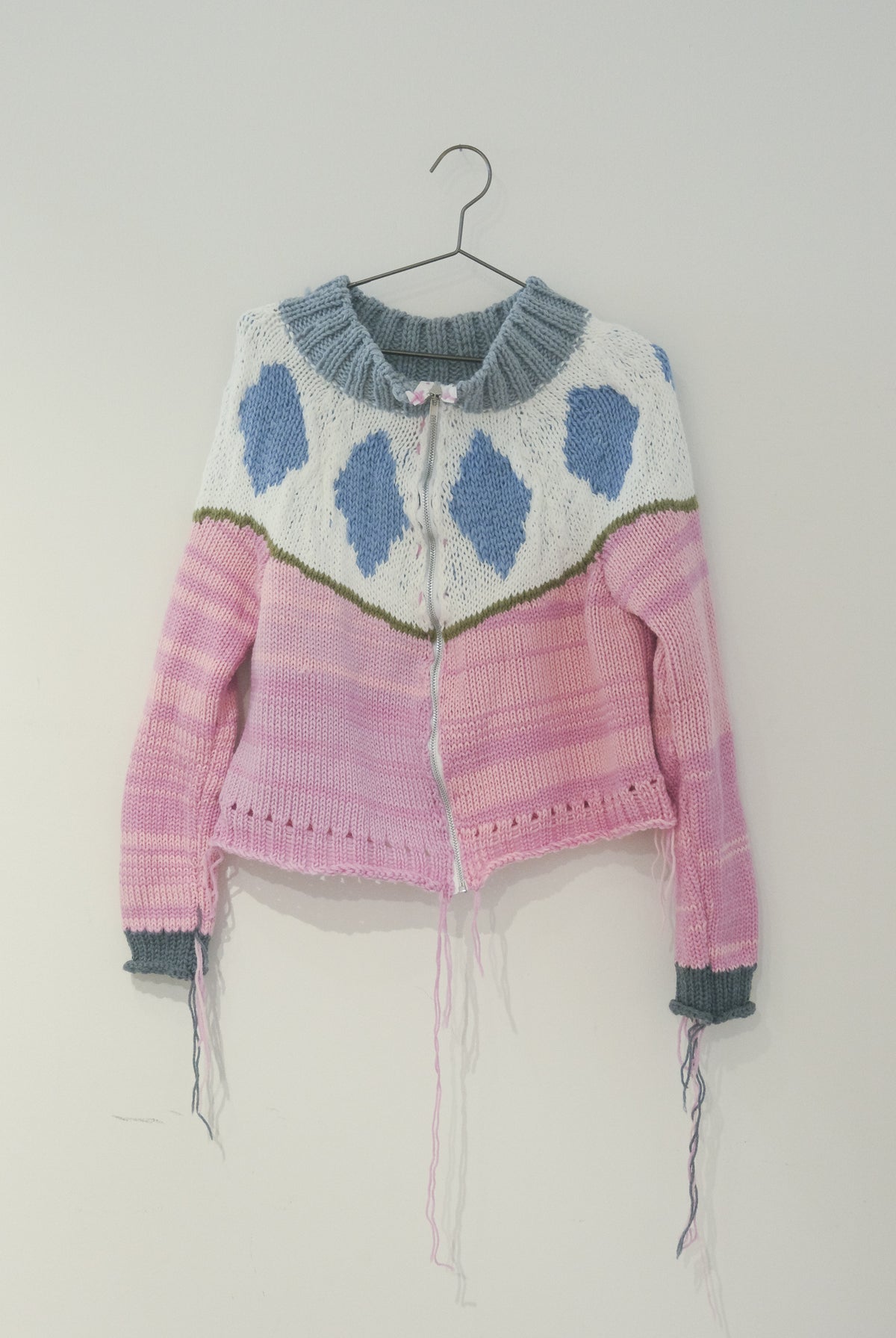 Zip Up Knit (Pink/White)