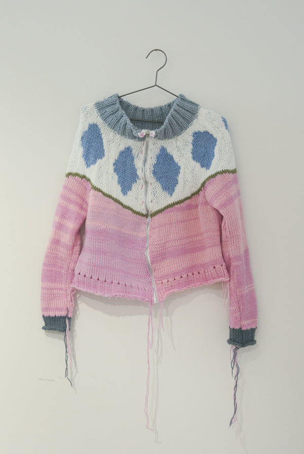 Zip Up Knit (Pink/White)