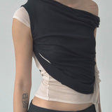 Hans Drape Top (Black/Cream)