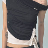Hans Drape Top (Black/Cream)