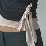Hans Drape Top (Black/Cream)