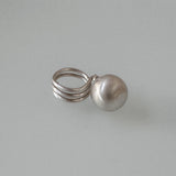 Silver Ball Charm Coiled Ring