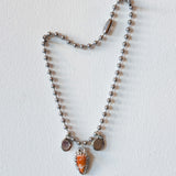 3 Charm Necklace (Orange Shell & Mirrors)