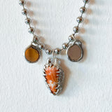 3 Charm Necklace (Orange Shell & Mirrors)