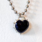 Carved Heart Blue Goldstone Necklace