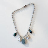 5 Charm Necklace (Turquoise, Pearl, & Adventurite)