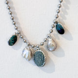 5 Charm Necklace (Turquoise, Pearl, & Adventurite)