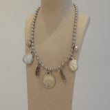 7 Charm Necklace (Mirror, Pearl & Rose Quartz)