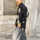 Double Print Linen Button Down (Black)