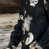 Double Print Linen Button Down (Black)