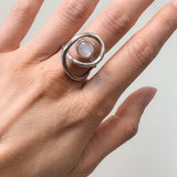 Rainbow Moonstone Curly Ring