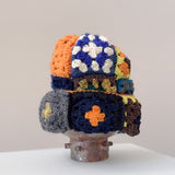 39 Crochet Granny Beanie (Blue/Orange)