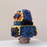 39 Crochet Granny Beanie (Blue/Orange)