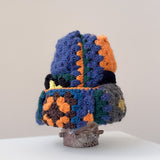 39 Crochet Granny Beanie (Blue/Orange)