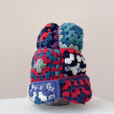 42 Crochet Granny Beanie (Teal/Red)