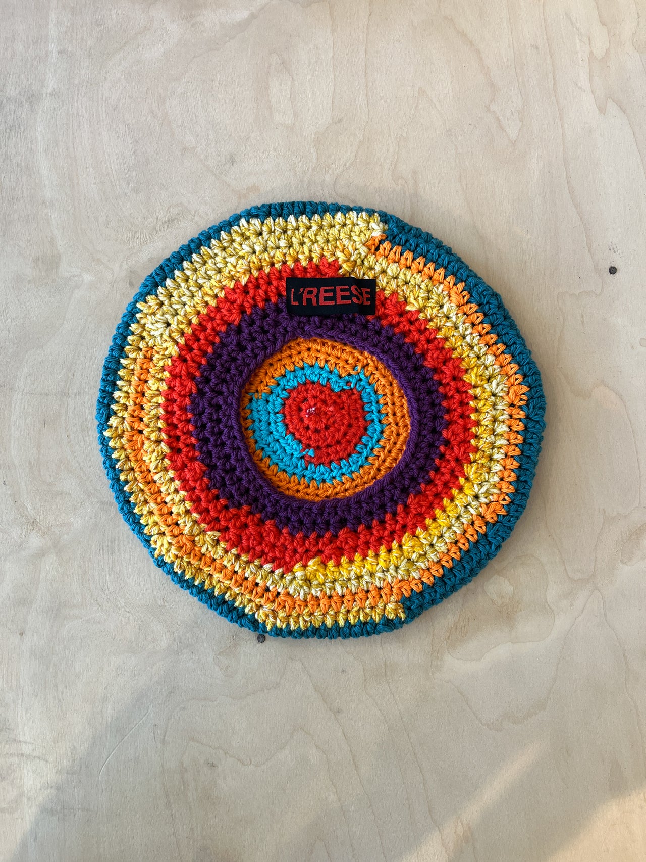02 Crochet Beret (Teal/Orange)