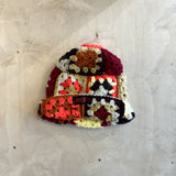 17 Crochet Granny Beanie (Red/Orange)