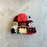 17 Crochet Granny Beanie (Red/Orange)