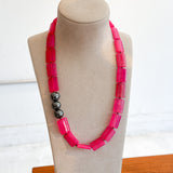 (ā yí) Necklace (Pink Jade & Hematite)