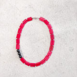 (ā yí) Necklace (Pink Jade & Hematite)