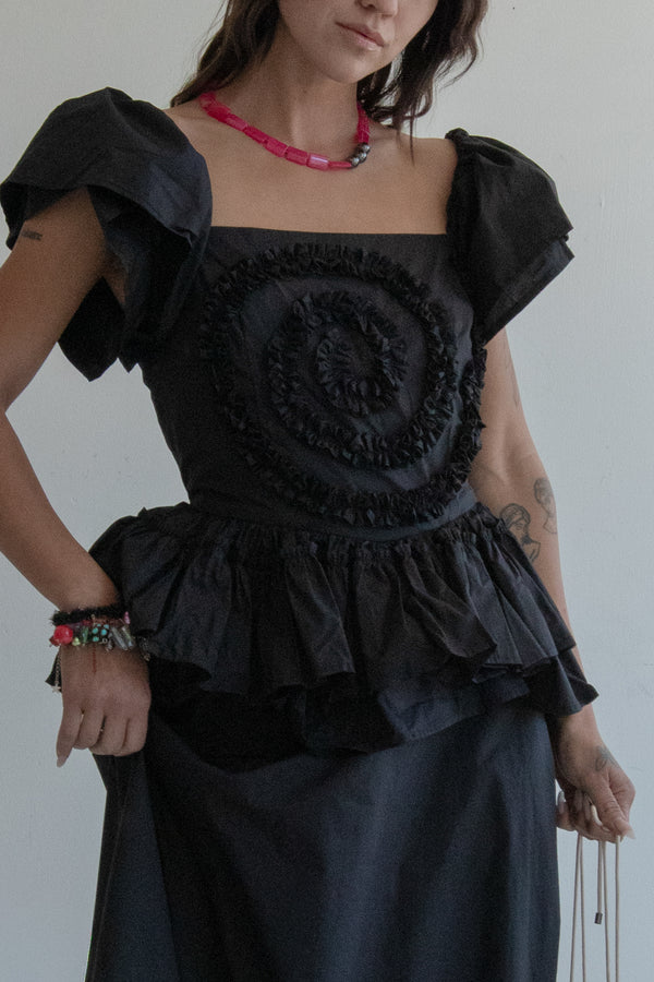 Spiral Ruffle Dress (Onyx)