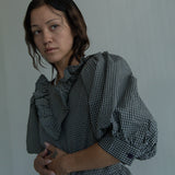 Plaid Cascade Top (Black Plaid)