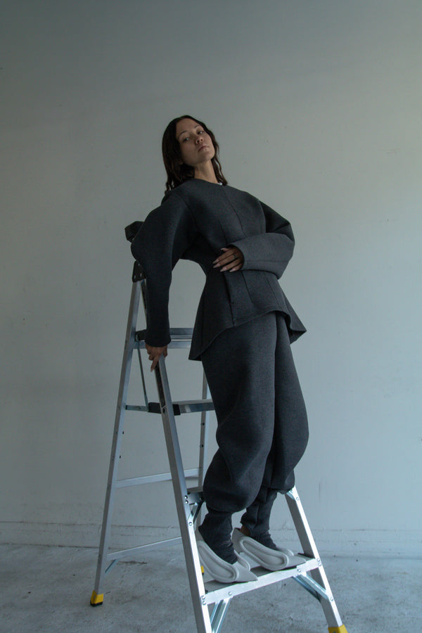 Double Jersey Stirrup Trousers (Grey)
