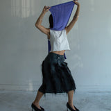 Shadowy Double Waist Line Skirt (Teal/Grey)