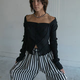 Open Neck Corset Cardigan (Black)