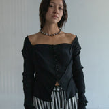 Open Neck Corset Cardigan (Black)