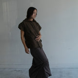 Duvet Skirt (Brown Stripe)