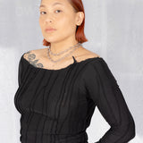 Scraps Bandage Long Sleeves Top (Black)