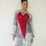 Big Heart Knit Jumper (Gray/Red)