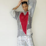 Big Heart Knit Jumper (Gray/Red)