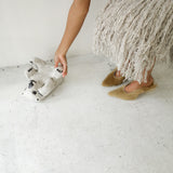 Hand Fringe Slub Knit Dress (Light Gray)