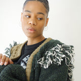 Hand Knitted Patchwork Cardigan (Khaki)