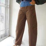 Contrast Work Trousers (Denim/Brown)