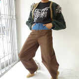 Contrast Work Trousers (Denim/Brown)