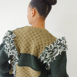 Hand Knitted Patchwork Cardigan (Khaki)