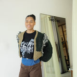 Hand Knitted Patchwork Cardigan (Khaki)
