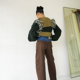 Contrast Work Trousers (Denim/Brown)
