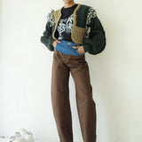 Contrast Work Trousers (Denim/Brown)