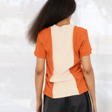 No. 113 Short Sleeve Knit V-Neck Shirt (Burnt Orange)