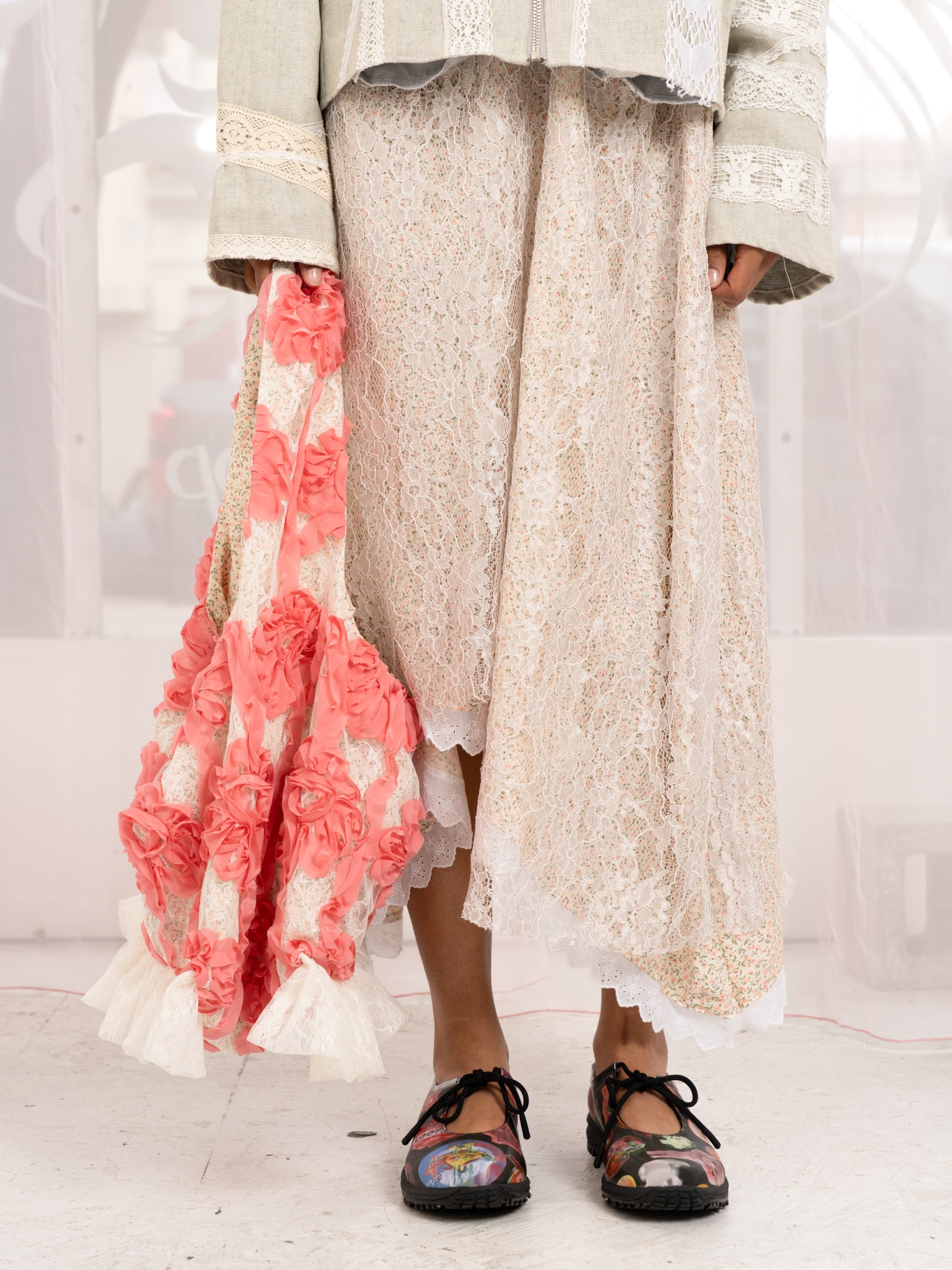 Lace Bucket Tote Bag